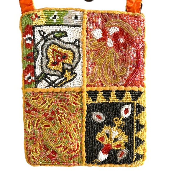 VTG CHRISTIANA Beaded Patchwork Crossbody Multi-Color Bag Wearable Art - Picture 2 of 9